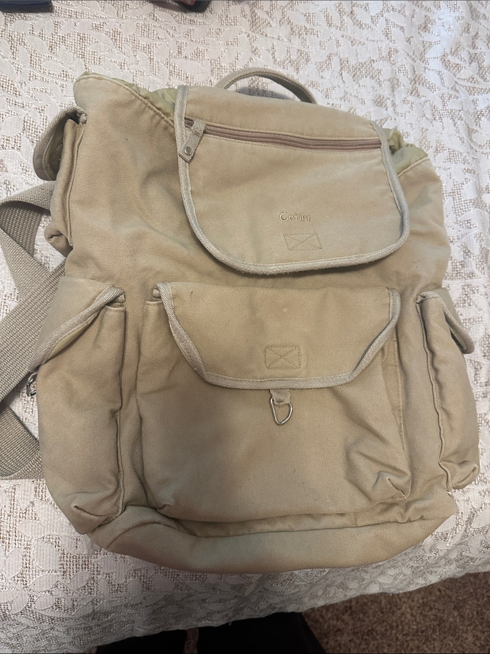 Men’s Canvas Backpack in Beige - Casual Everyday Carry
